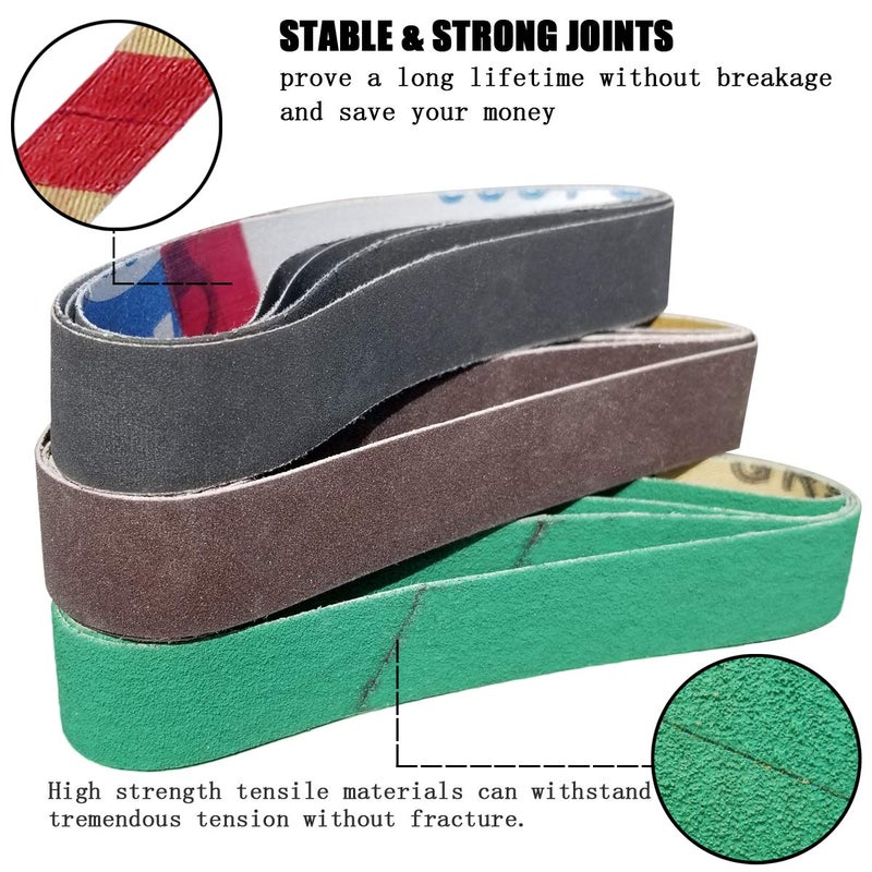 Tockrop 24 Pcs 3/4" x 12" Replacement Knife Sharpener Sanding Belt Kit for Work Sharp Ken Onion Edition (WSKTS-KO) Knife & Tool Sharpener , 80/120/240/400/1000/1200 Grits  - Image 3