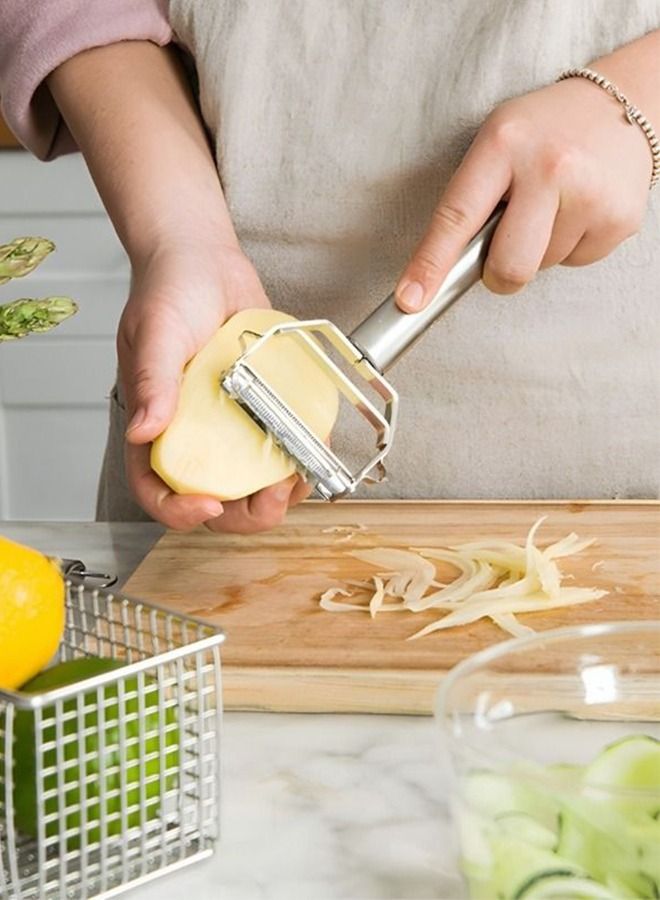 Stainless Steel Double Head Wire Shaver Multi-function Peeler Potato Peeler Peeler Hole Digging Melon Planer Tool - Image 4