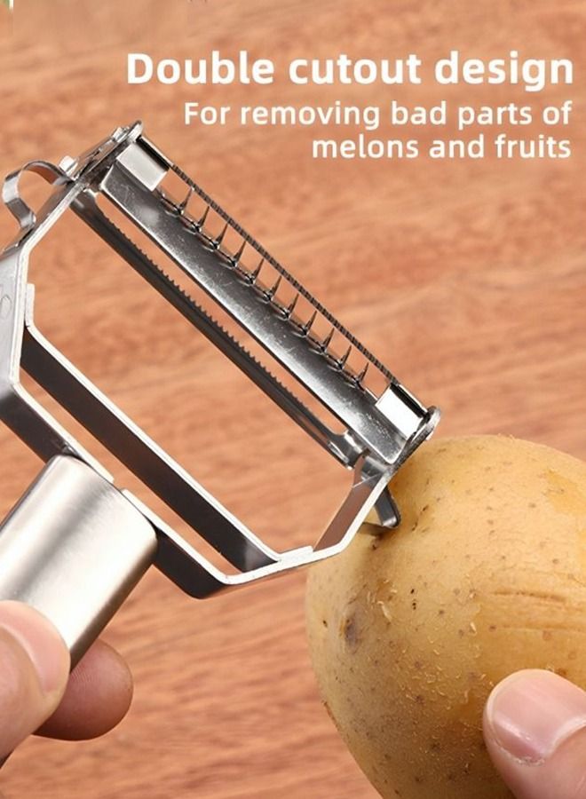 Stainless Steel Double Head Wire Shaver Multi-function Peeler Potato Peeler Peeler Hole Digging Melon Planer Tool - Image 5
