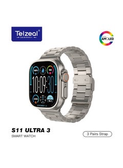 S11 Ultra 3 Smart Watch with Super AMOLED Display – Includes 3 Interchangeable Straps for Personalized Style – Advanced Health & Fitness Tracking, Multi-Sport Modes, Long Battery Life, IP68 Waterproof, Compatible with Android & iOS – Stylish and Durable Design
