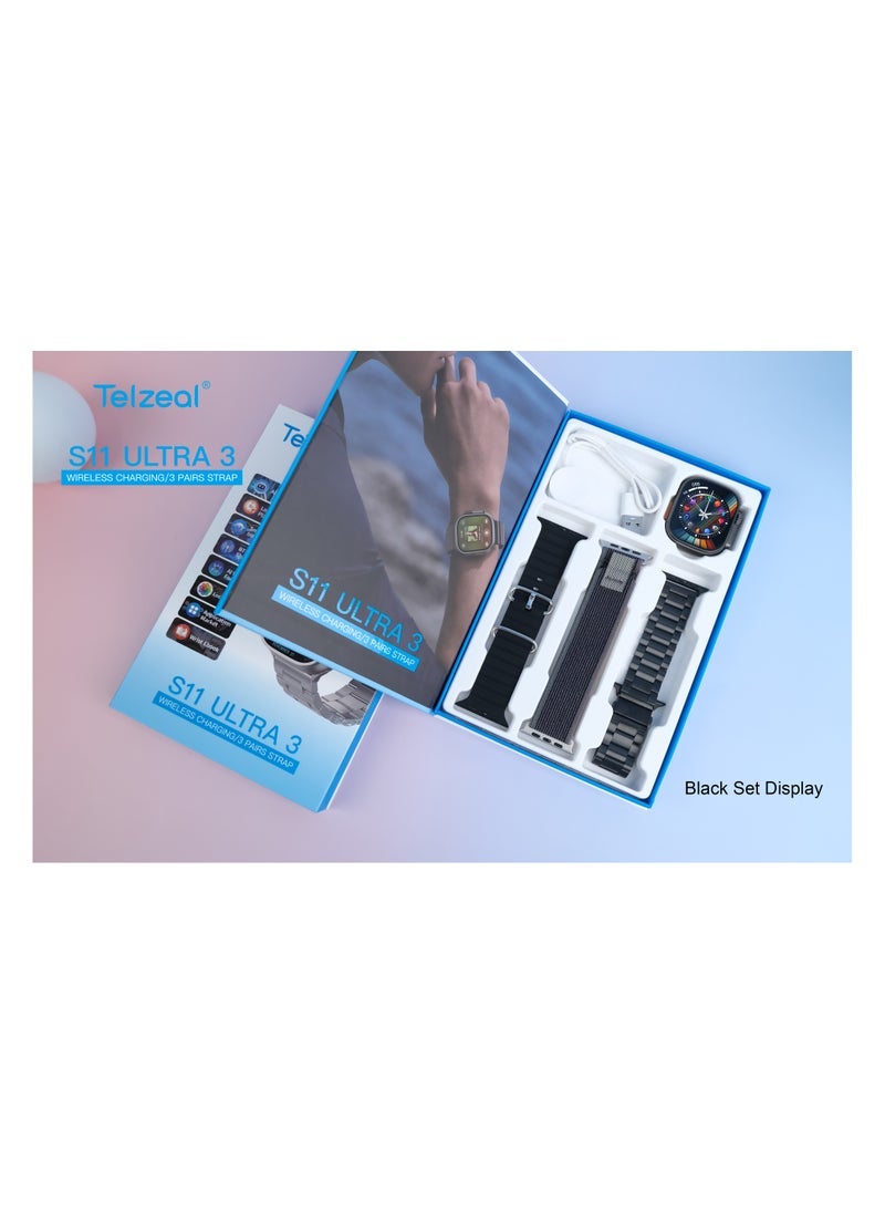Telzeal S11 Ultra 3 Smart Watch with Super AMOLED Display – Includes 3 Interchangeable Straps for Personalized Style – Advanced Health & Fitness Tracking, Multi-Sport Modes, Long Battery Life, IP68 Waterproof, Compatible with Android & iOS – Stylish and Durable Design  - Image 3