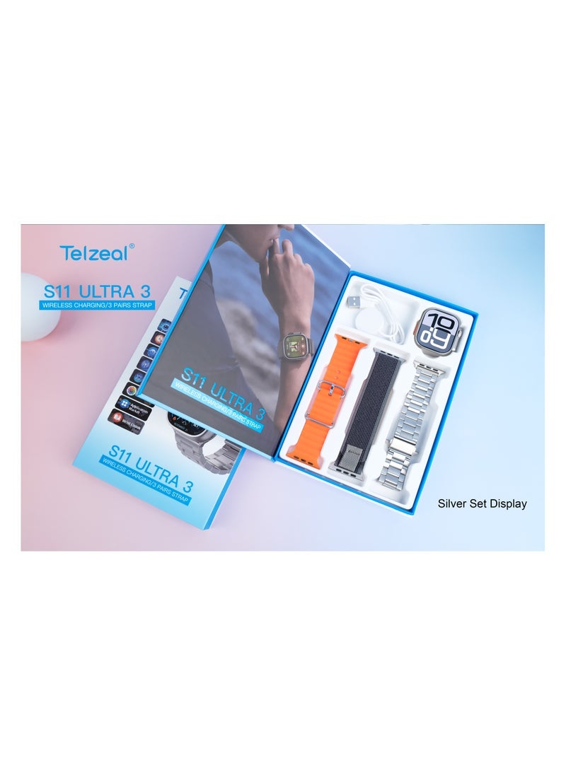 Telzeal S11 Ultra 3 Smart Watch with Super AMOLED Display – Includes 3 Interchangeable Straps for Personalized Style – Advanced Health & Fitness Tracking, Multi-Sport Modes, Long Battery Life, IP68 Waterproof, Compatible with Android & iOS – Stylish and Durable Design  - Image 5