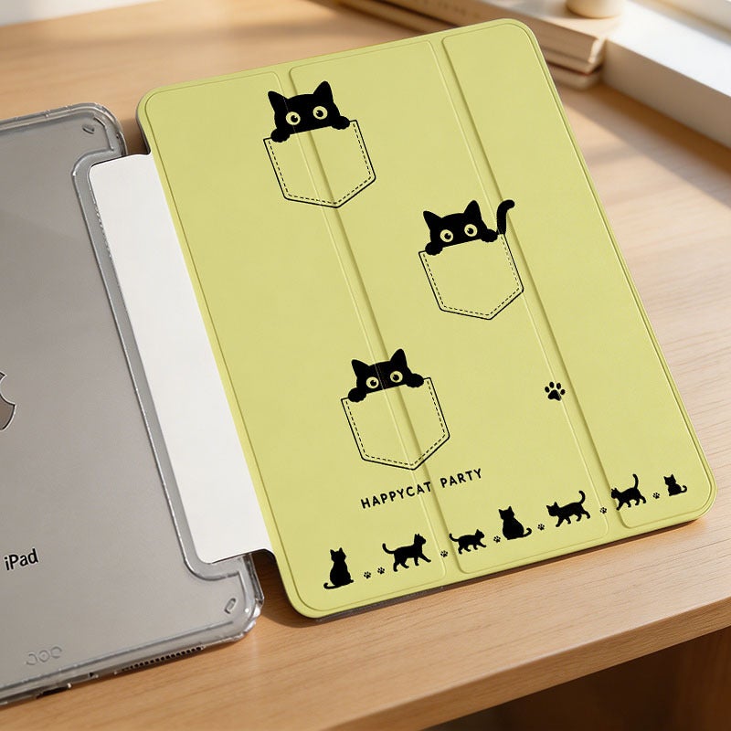 Tablet Case for Samsung Galaxy Tab, Black Cats Pocket Doodle, Galaxy Tab Case for S6 S7 S8 S9 S10 Lite FE Plus A8 A9+ A11+, Suitable for 10.4 10.5 11 12.4 inch Clear Shockproof Protective with Stand - Image 3