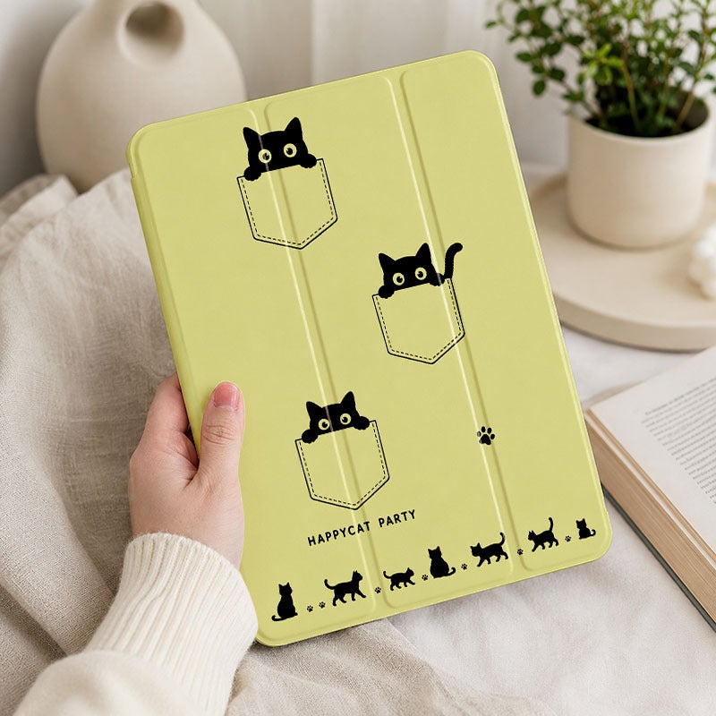 Tablet Case for Samsung Galaxy Tab, Black Cats Pocket Doodle, Galaxy Tab Case for S6 S7 S8 S9 S10 Lite FE Plus A8 A9+ A11+, Suitable for 10.4 10.5 11 12.4 inch Clear Shockproof Protective with Stand - Image 4