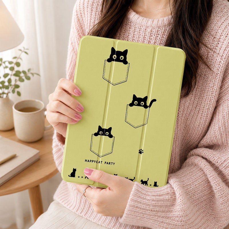 Tablet Case for Samsung Galaxy Tab, Black Cats Pocket Doodle, Galaxy Tab Case for S6 S7 S8 S9 S10 Lite FE Plus A8 A9+ A11+, Suitable for 10.4 10.5 11 12.4 inch Clear Shockproof Protective with Stand - Image 5