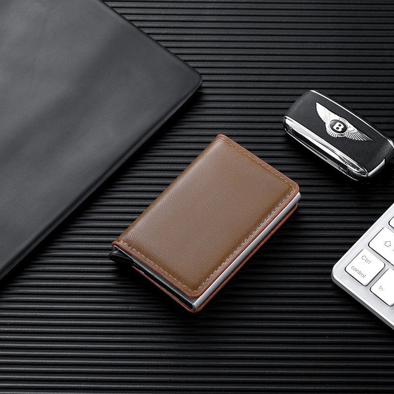 Cross-border anti-theft anti-magnetic metal moving card bag credit card aluminum metal box mens card position silver bag card shrapnel Retro Pickup - Image 1