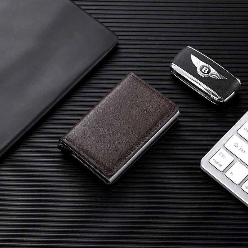Cross-border anti-theft anti-magnetic metal moving card bag credit card aluminum metal box mens card position silver bag card shrapnel Retro Pickup - Image 2