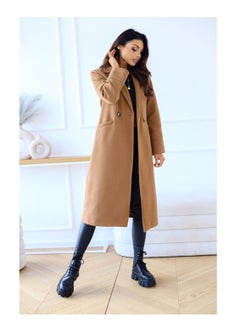 Loquat New Women's Fashion Simple Long Sleeve Lapel Button Wool Overcoat  - Image 2