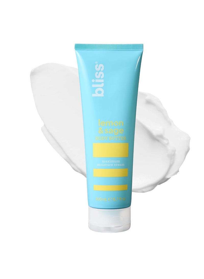 BLISS Bliss Lemon and Sage Body Butter - Maximum Moisture Cream - 6.7 Fl Oz Lotion for Dry Skin - Long-Lasting Moisturizer for Women & Men - Vegan and Cruelty-Free - Image 1