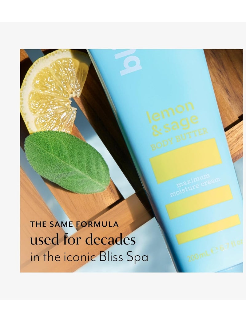 BLISS Bliss Lemon and Sage Body Butter - Maximum Moisture Cream - 6.7 Fl Oz Lotion for Dry Skin - Long-Lasting Moisturizer for Women & Men - Vegan and Cruelty-Free - Image 2
