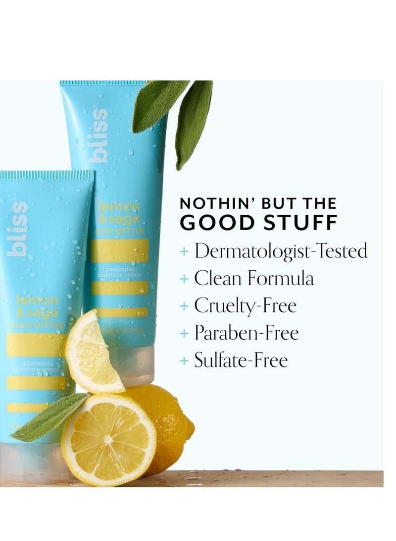 BLISS Bliss Lemon and Sage Body Butter - Maximum Moisture Cream - 6.7 Fl Oz Lotion for Dry Skin - Long-Lasting Moisturizer for Women & Men - Vegan and Cruelty-Free - Image 4