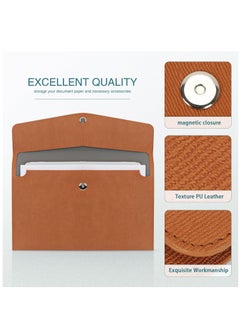 SYOSI File Folder PU Leather A4 Document Holder File Organizer Filing Envelope Portfolio Case Tablet Sleeve with Magnetic Snap Closure for Home School Office Stationery Brown  - Image 2