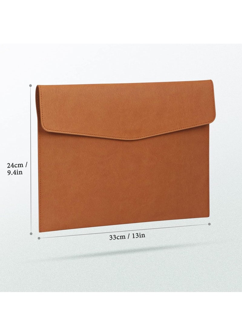 SYOSI - File Folder PU Leather A4 Document Holder File Organizer Filing Envelope Portfolio Case Tablet Sleeve with Magnetic Snap Closure for Home School Office Stationery Brown - Image 1