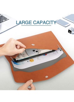 SYOSI File Folder PU Leather A4 Document Holder File Organizer Filing Envelope Portfolio Case Tablet Sleeve with Magnetic Snap Closure for Home School Office Stationery Brown  - Image 3