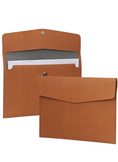 SYOSI File Folder PU Leather A4 Document Holder File Organizer Filing Envelope Portfolio Case Tablet Sleeve with Magnetic Snap Closure for Home School Office Stationery Brown  - Image 1