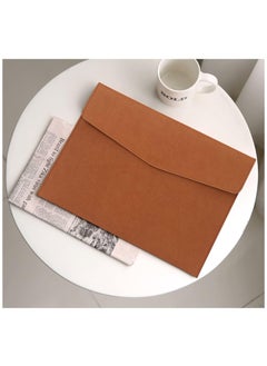 SYOSI File Folder PU Leather A4 Document Holder File Organizer Filing Envelope Portfolio Case Tablet Sleeve with Magnetic Snap Closure for Home School Office Stationery Brown  - Image 4