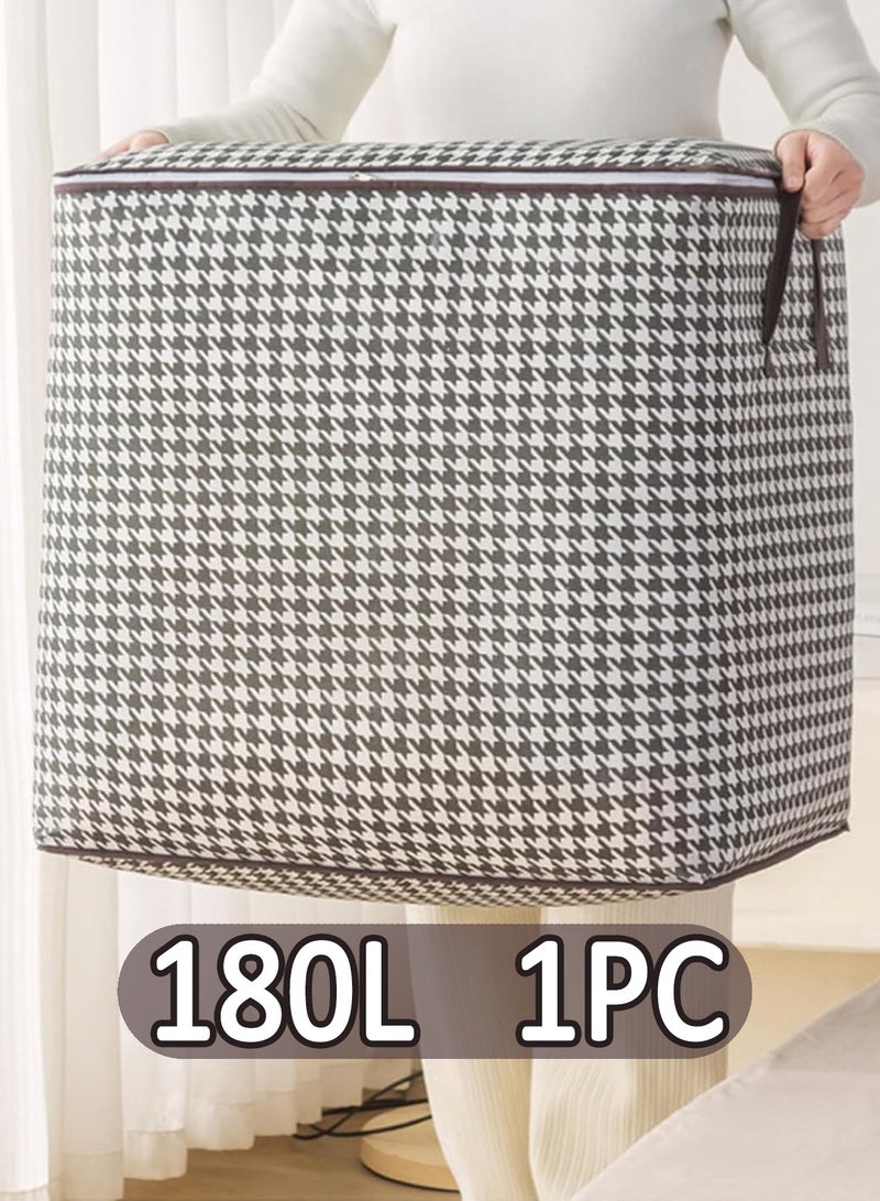 Storage Bags,for Clothes, Blankets, Pillows – Extra Large 50x50x70cm (19.7"x19.7"x27.6") Non-Woven Quilt Storage Bags, Heavy Duty, Eco-Friendly, Double Zipper, Reinforced Handles, Durable Folding Organizer for Bedding, Household Items, 180L - Image 1