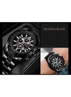REOCLE Men's Watches with Stainless Steel Strap & Date Function & Daily Waterproof & Chronograph Function Mechanical Skeleton Automatic Wrist Watch  - Image 4
