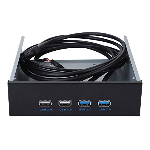 ASHATA 5.25" Front Panel,4 USB Port Optical Drive Front Panel,Multifunction 5.25 Inch 19 Pin/9Pin to USB 3.0 USB 2.0 4 Port Metal Optical Drive Bay for 7 32 - Image 1