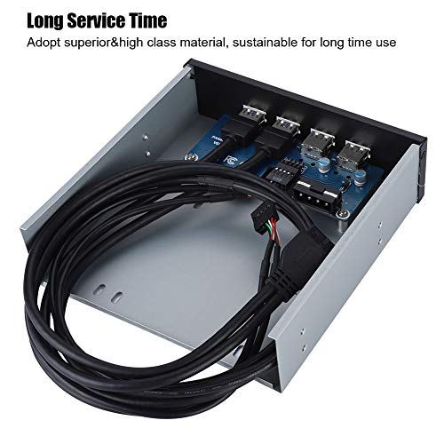 ASHATA 5.25" Front Panel,4 USB Port Optical Drive Front Panel,Multifunction 5.25 Inch 19 Pin/9Pin to USB 3.0 USB 2.0 4 Port Metal Optical Drive Bay for 7 32 - Image 3