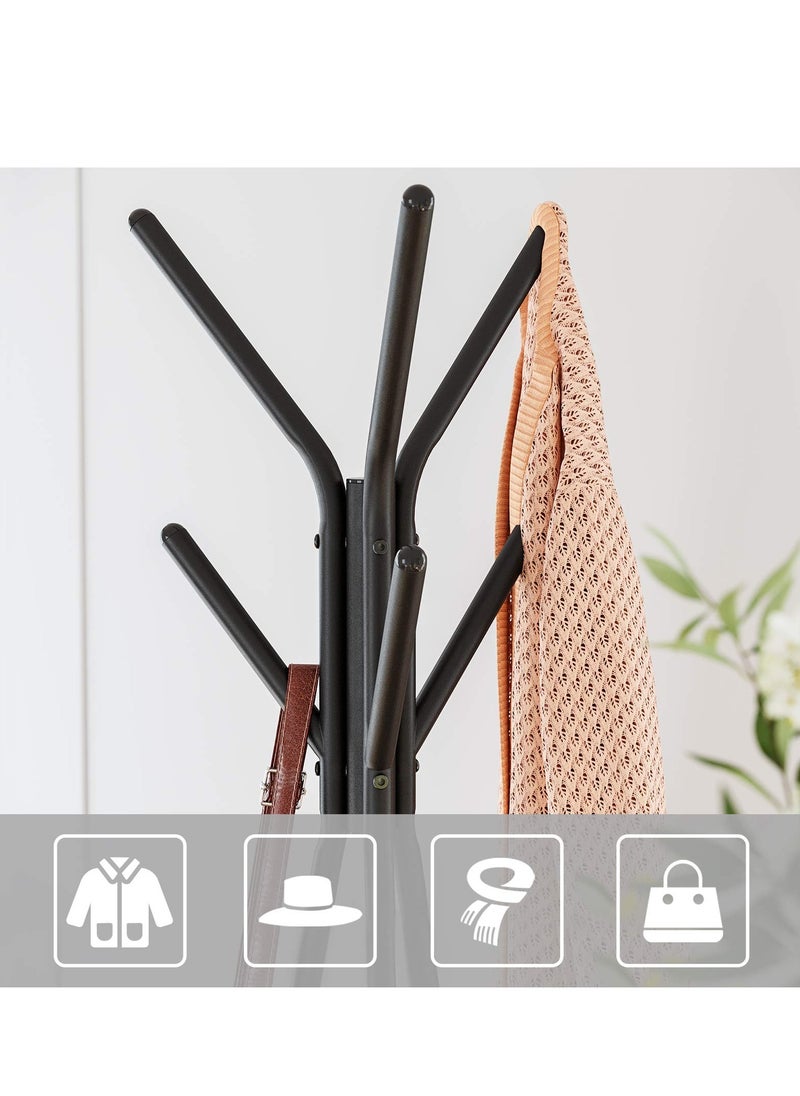 Arabest - Coat Rack Freestanding, Coat Hanger Stand, Hall Tree with 2 Shelves, for Clothes, Hat, Bag, Industrial Style, Rustic Brown and Black - Image 1