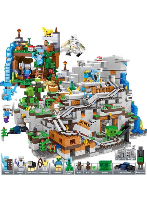 2024 Minecraft Mini Series Assembled Mine Toy Boy Building Block Doll Village Ornament Gift-Color:Mechanical Cave + Cat Leopard Paradise [rapid Combination Version] Tools