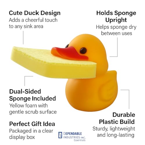 Dependable Products Duck Sponge Holder for Kitchen Sink – Cute Animal Design with Dual-Sided Sponge – Fun Dishwashing Accessory or Novelty Gift – Dependable Industries Inc. Essentials - Image 3