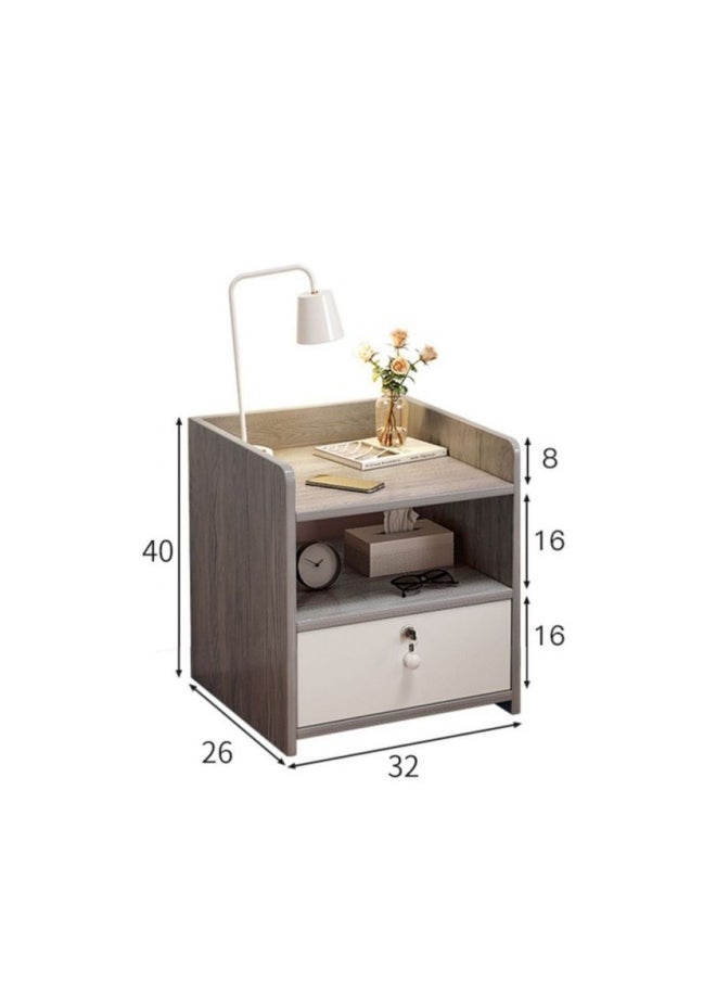 Beside Table Nightstand,Sturdy Wood Nightstand With Storage Drawer And Shelf,Modern End Table Bedside Table For Bedroom,Dorm,Small Spaces,Gray White