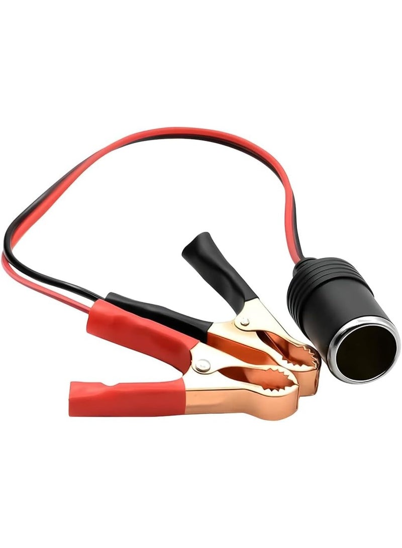 2PCS 12V-24V Cigarette Lighter Extension Cable with Battery Alligator Clips, Female Car Power Socket Adapter for Cars, Trucks, RVs and Boats - Image 1
