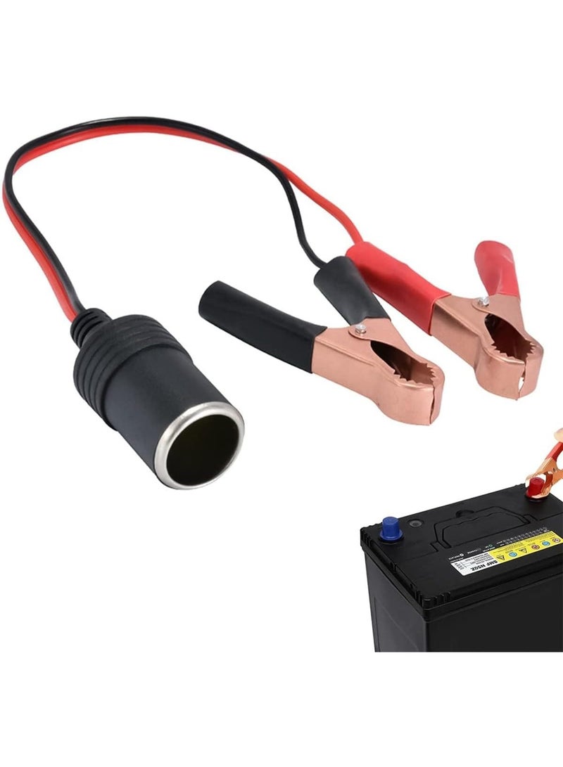2PCS 12V-24V Cigarette Lighter Extension Cable with Battery Alligator Clips, Female Car Power Socket Adapter for Cars, Trucks, RVs and Boats - Image 2