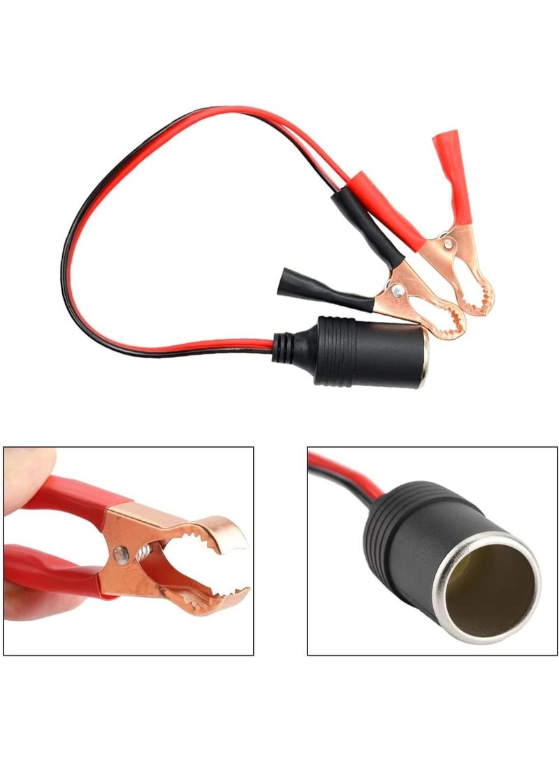 2PCS 12V-24V Cigarette Lighter Extension Cable with Battery Alligator Clips, Female Car Power Socket Adapter for Cars, Trucks, RVs and Boats - Image 3