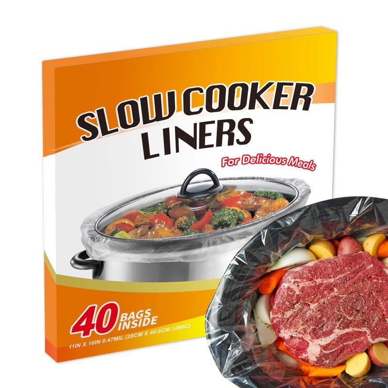 ECOOPTS Slow Cooker Liners Disposable Cooking Bags Small Size Pot Liners Fit 1QT to 3QT Suitable for Oval & Round Pot- 40 Bags - Image 1