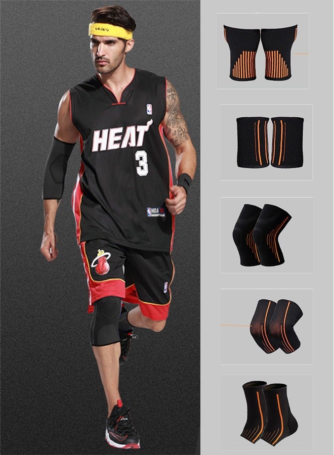 NIBEMINENT 5-Piece Sports Protector Professional Knee Wrist Palm and Ankle Men's Sports Equipment Set For Running, Exercise - Image 1