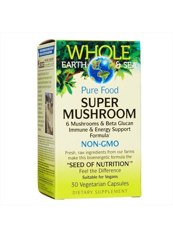 Whole Earth & Sea from, Super Mushroom, Whole Food Supplement, Vegan 30 Vegetarian Capsules