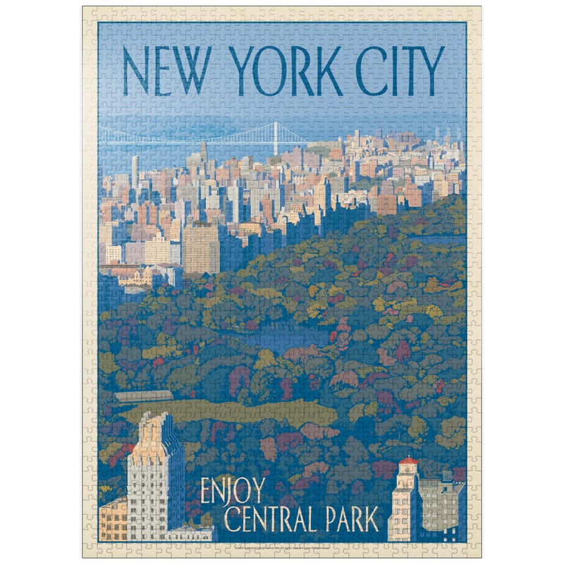 MyPuzzle.com MyPuzzle New York City Enjoy Central Park Vintage Poster Premium 1000 Piece Jigsaw Puzzle for Adults - Image 3