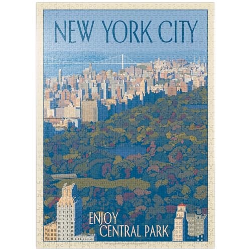 MyPuzzle.com MyPuzzle New York City Enjoy Central Park Vintage Poster Premium 1000 Piece Jigsaw Puzzle for Adults - Image 1