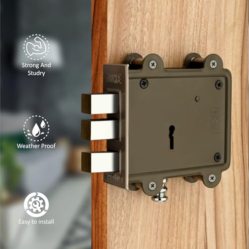 DUKE Door Lock (3 Square Bullet) 8 Levers 125mm Double Action Locking with 3 Chrome Finish Keys Grey - Image 2
