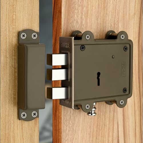DUKE Door Lock (3 Square Bullet) 8 Levers 125mm Double Action Locking with 3 Chrome Finish Keys Grey - Image 1
