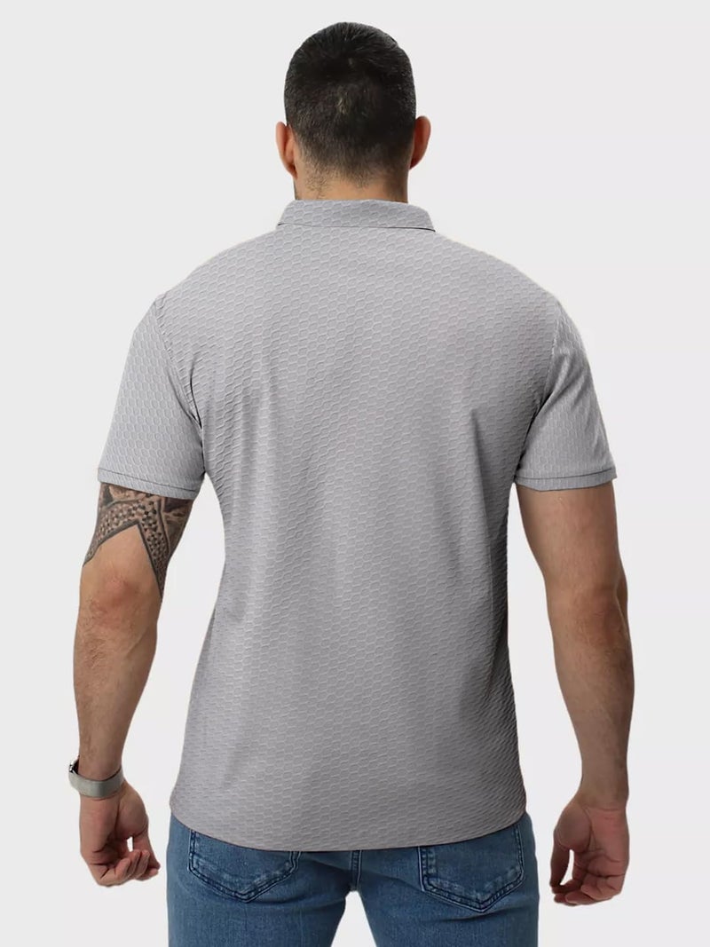 LEOTUDE Men's Stylist Polo Collor Zipper Neck Regular Fit Cottonblend Half Sleeve Solid Combo Tshirts for Mans(P89_Grey_C1_P_Multi_XL) - Image 3