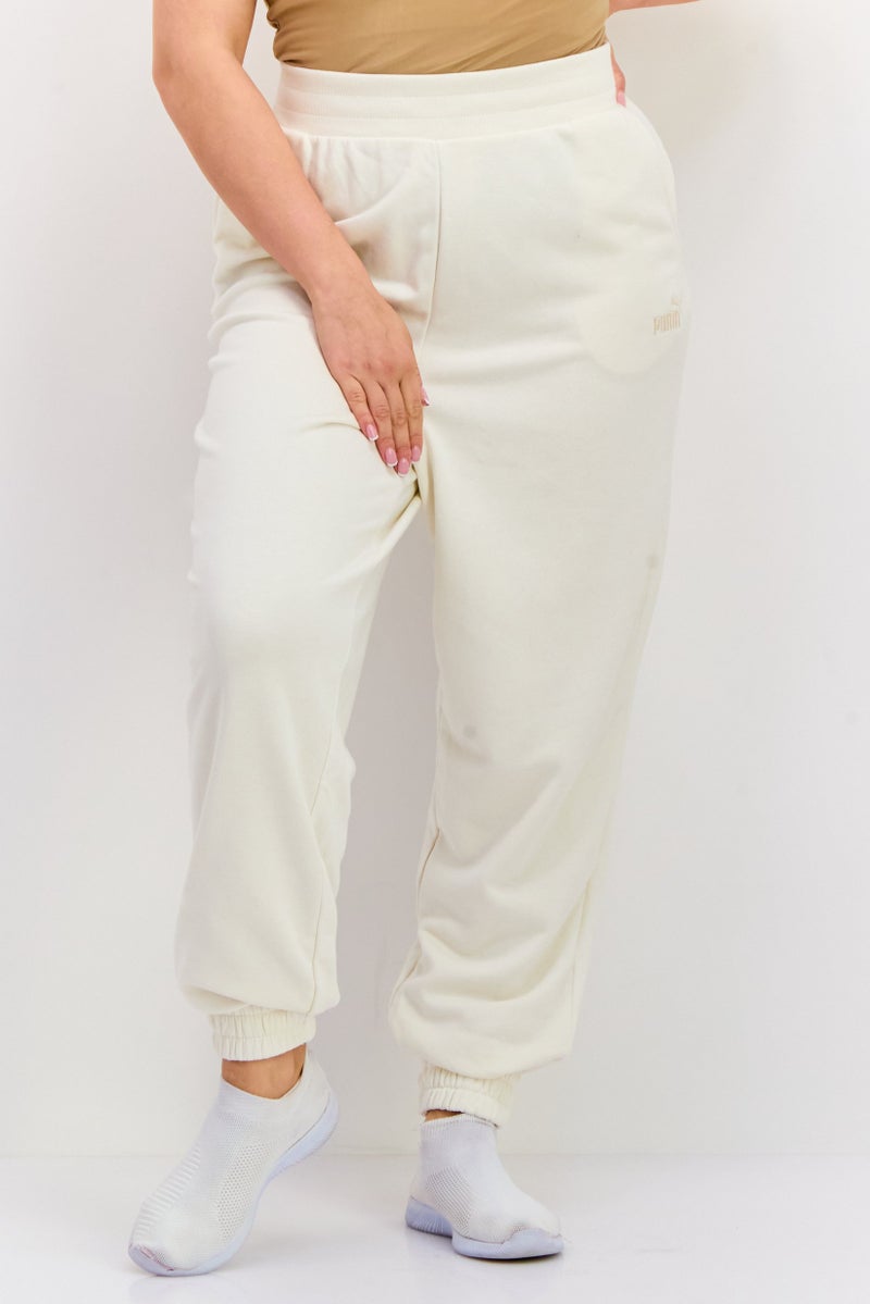 PUMA Women Sportswear Fit Embroidered Logo Training Sweatpants, Off White - Image 1