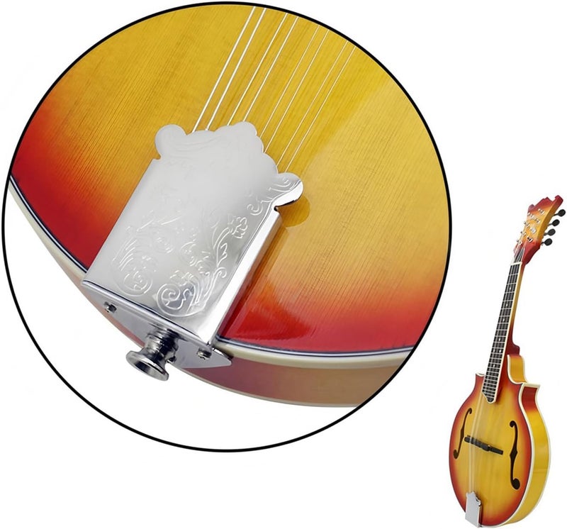 8 String Mandolin Tailpiece - Durable Metal Tail Pin, Closed Bridge Mandolin Bridge Parts, Secure Buckle and Screws | Musical Instrument Accessory | Festival al a - Image 3
