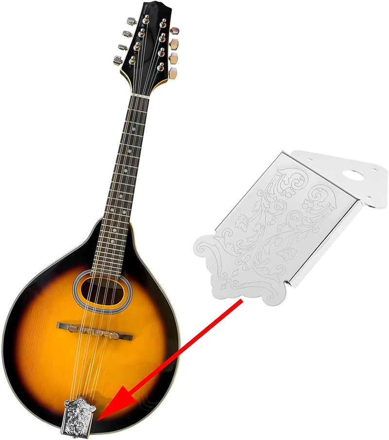 8 String Mandolin Tailpiece - Durable Metal Tail Pin, Closed Bridge Mandolin Bridge Parts, Secure Buckle and Screws | Musical Instrument Accessory | Festival al a - Image 4