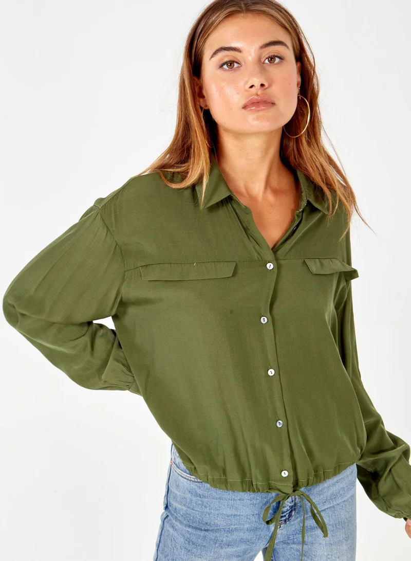 Blue Vanilla Long Sleeve Button Through Collar Shirt