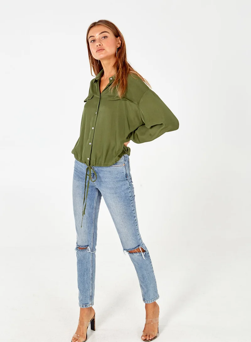 Blue Vanilla Long Sleeve Button Through Collar Shirt