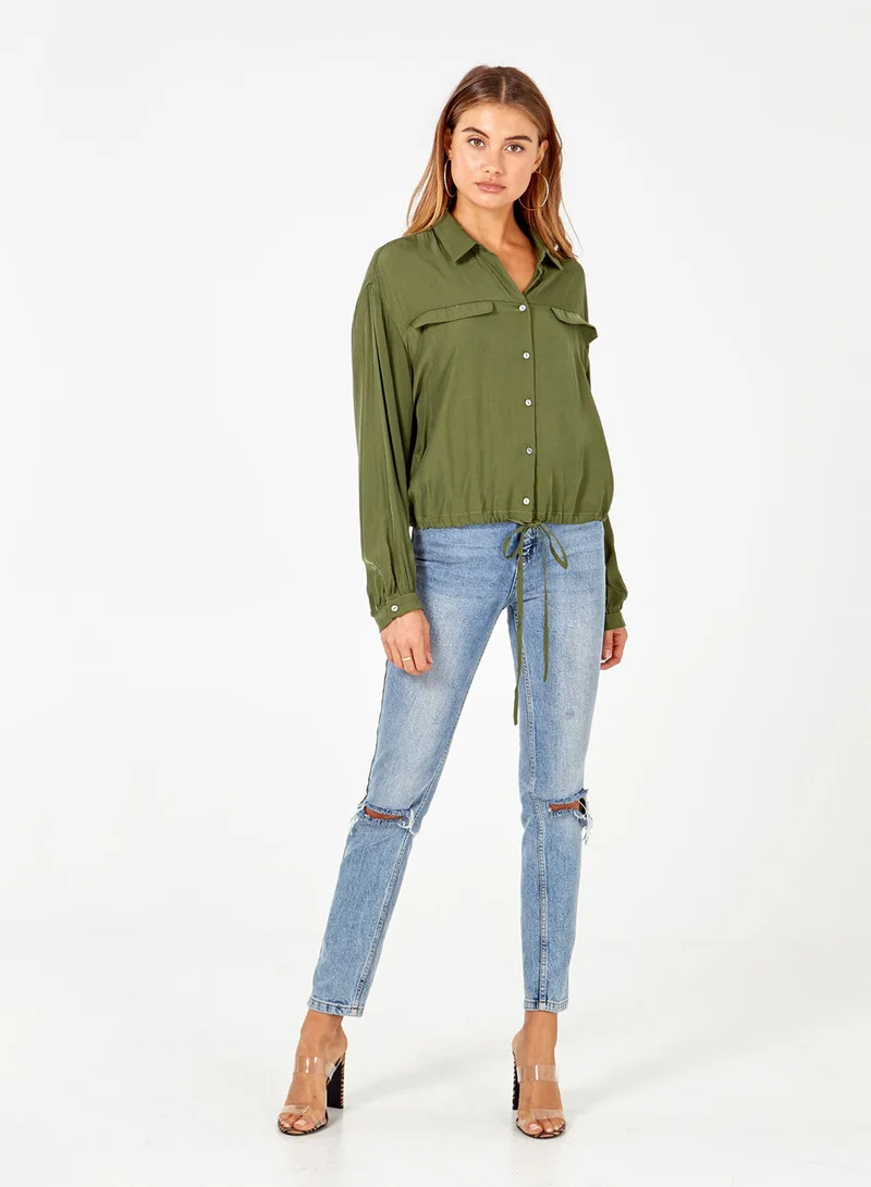 Blue Vanilla Long Sleeve Button Through Collar Shirt