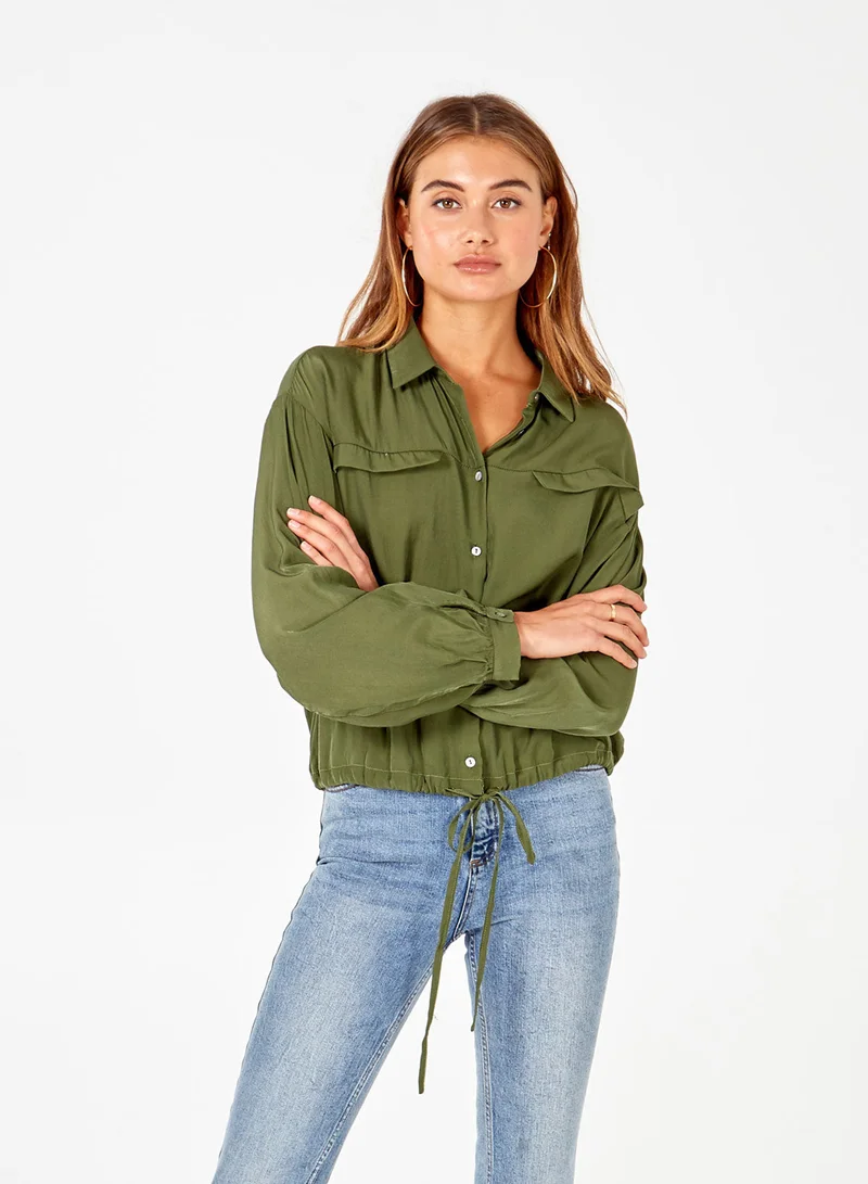 Blue Vanilla Long Sleeve Button Through Collar Shirt