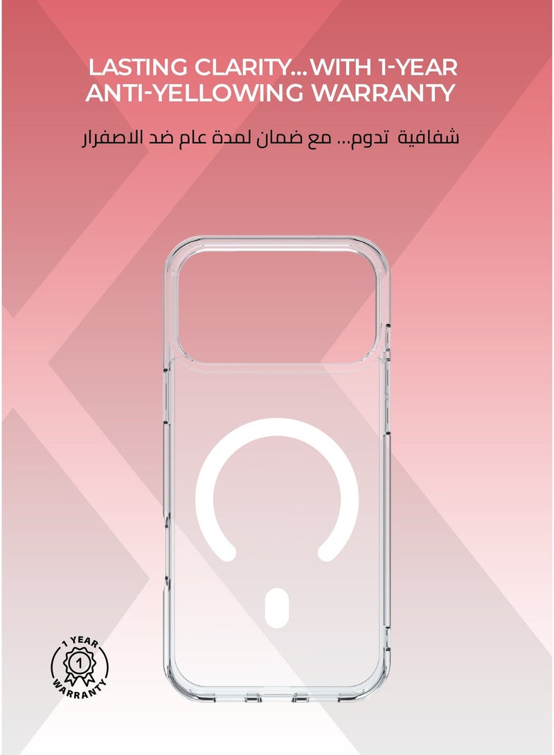 زوندا كفر ايفون17 برو ماج سيف - ضمان لمدة سنة ضد الاصفرار، حماية من السقوط بدرجة عسكرية، تصميم نحيف وشفاف، متوافق مع ملحقات MagSafe. - Image 2