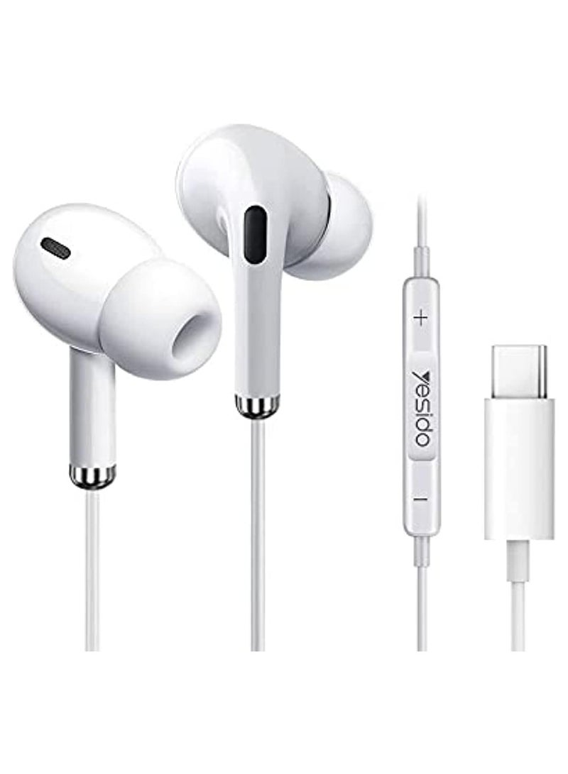 Yesido YH35 earphones In-Ear Wired Type-C Earphone White - Image 1