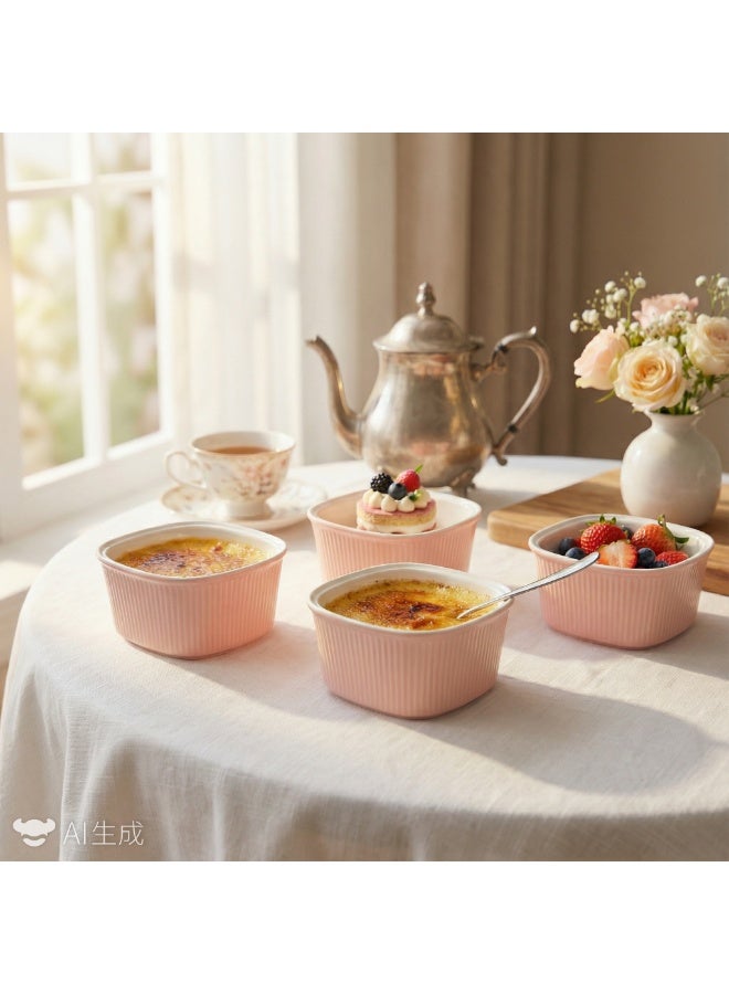 الأزرق جي دبليو أوعية رامكينز للكريمة برولي، أوعية رامكينز من البورسلين آمنة للخبز، أوعية رامكينز من البورسلين للخبز، أوعية رامكينز للخبز على الطراز الكلاسيكي، طقم من 6 قطع - Image 1