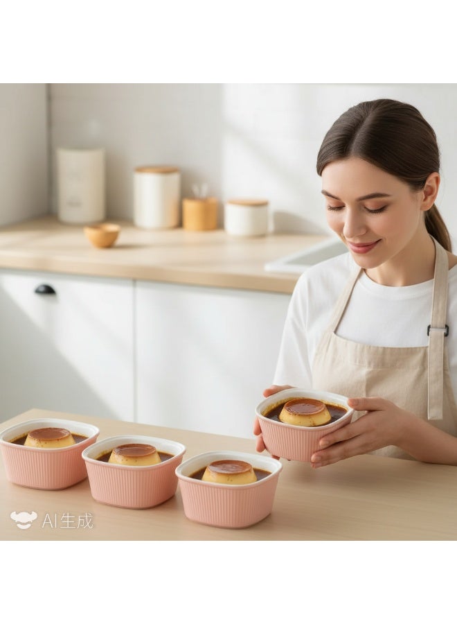 الأزرق جي دبليو أوعية رامكينز للكريمة برولي، أوعية رامكينز من البورسلين آمنة للخبز، أوعية رامكينز من البورسلين للخبز، أوعية رامكينز للخبز على الطراز الكلاسيكي، طقم من 6 قطع - Image 2